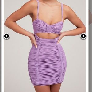 MISTRESS ROCKS- lilac cutout ruched dress